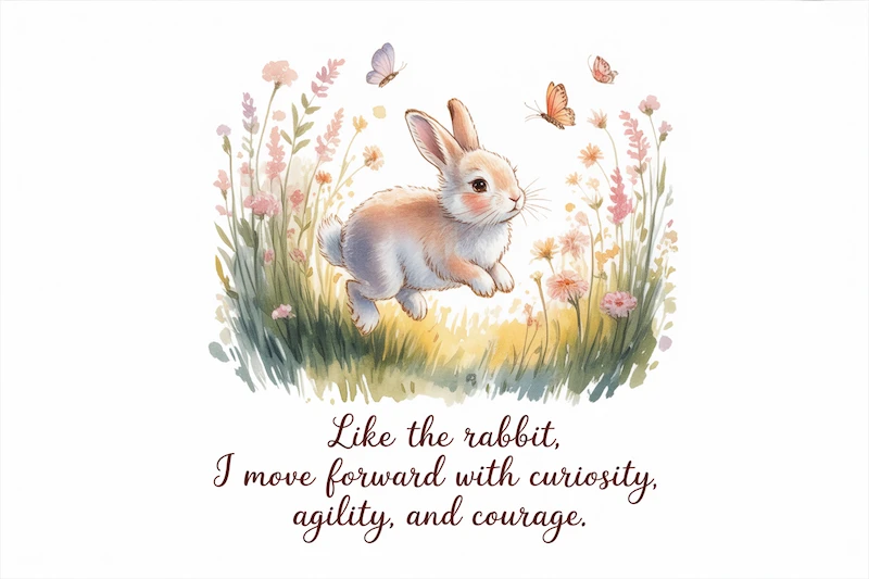 Like the rabbit I move forward with curiosity, agility and courage.