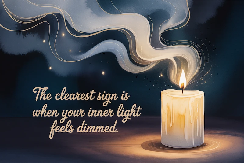 Watercolor candle glowing in soft darkness.
Caption: “The clearest sign is when your inner light feels dimmed.”